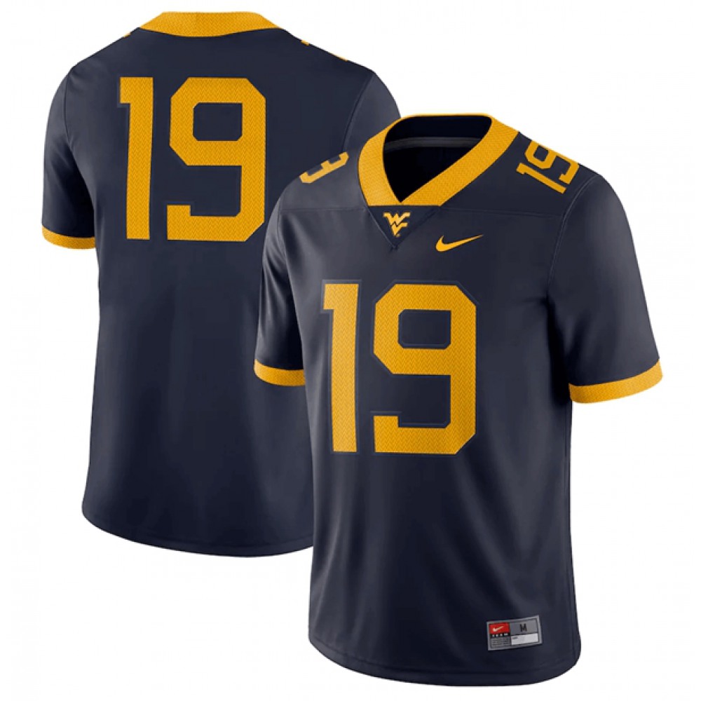 Men's West Virginia Mountaineers Customized Navy Stitched Jersey