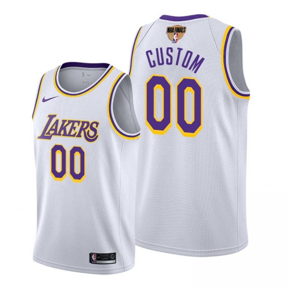 Men's Los Angeles Lakers 2020 White Customized Finals Bound Association Edition Stitched Jersey