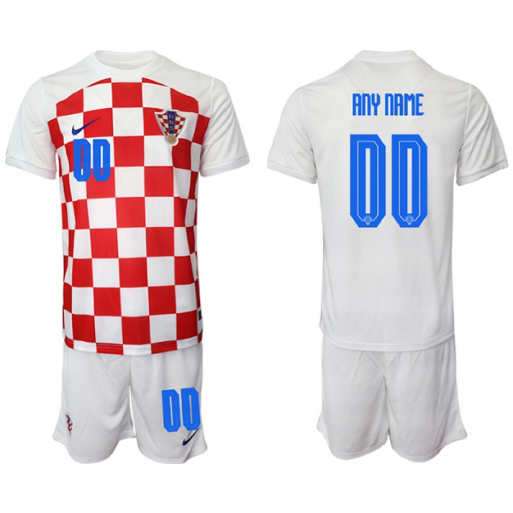 Men's Croatia Custom White Home Soccer Jersey Suit
