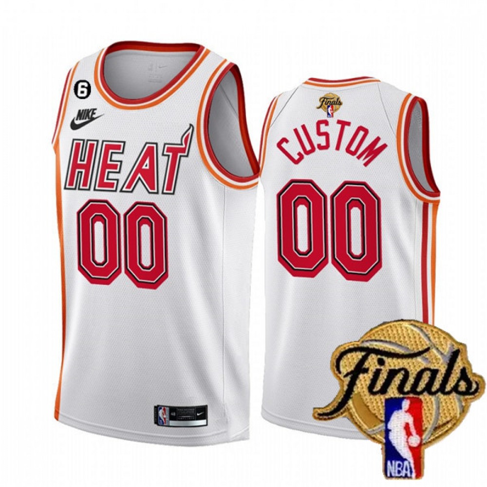Men's Miami Heat Customized White 2023 Finals Classic Edition With NO.6 Patch Stitched Basketball Jersey