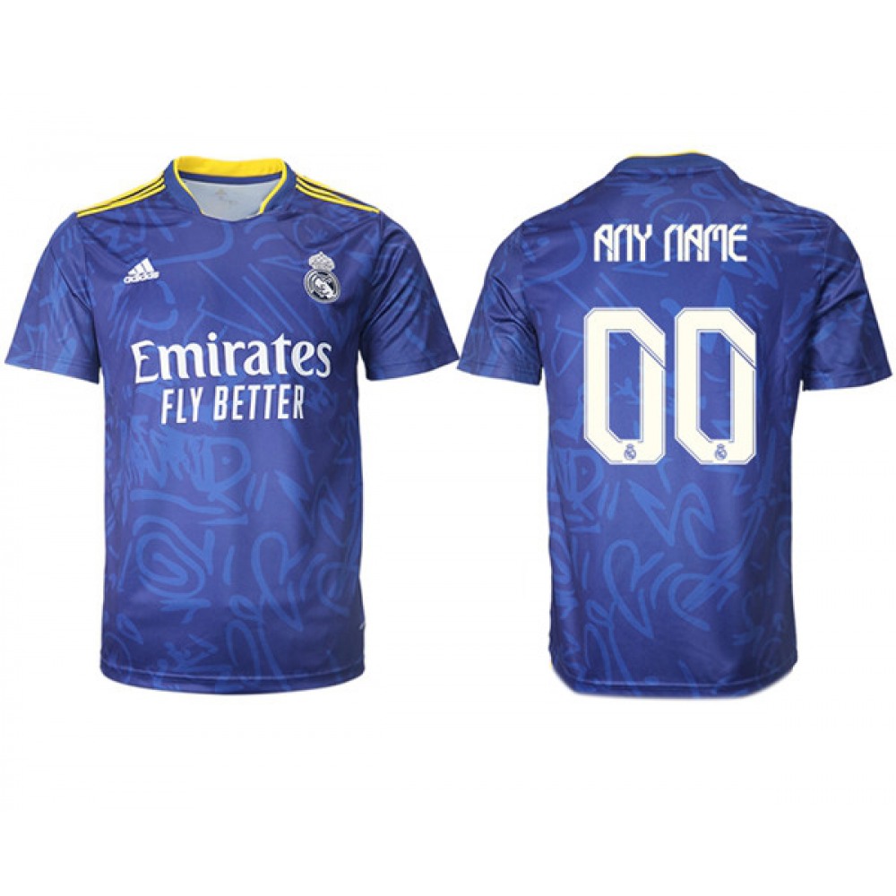 Men's Real Madrid Custom 2021/22 Blue Away Soccer Jersey