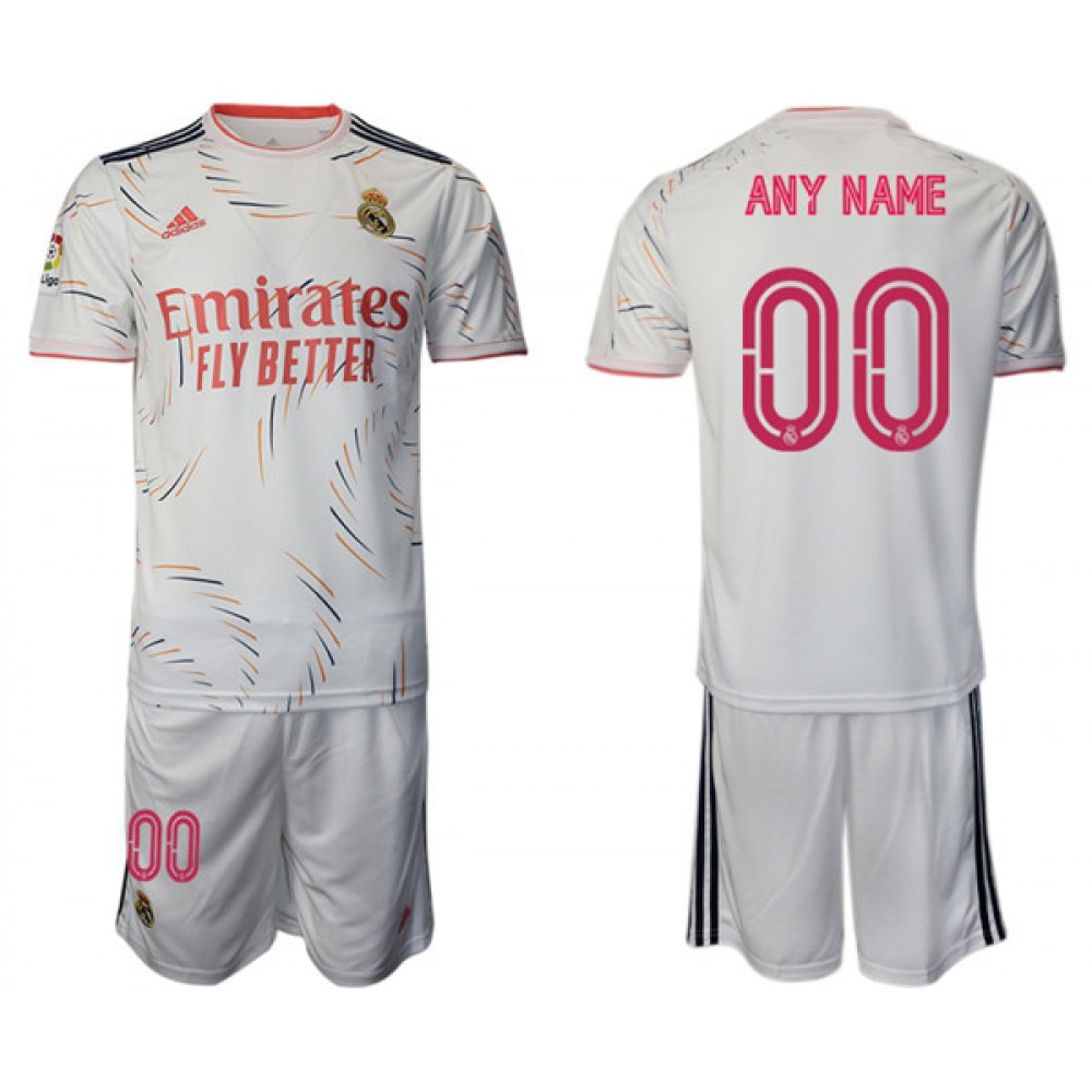 Men's Real Madrid Custom 2021/22 White Home Soccer Jersey Suit