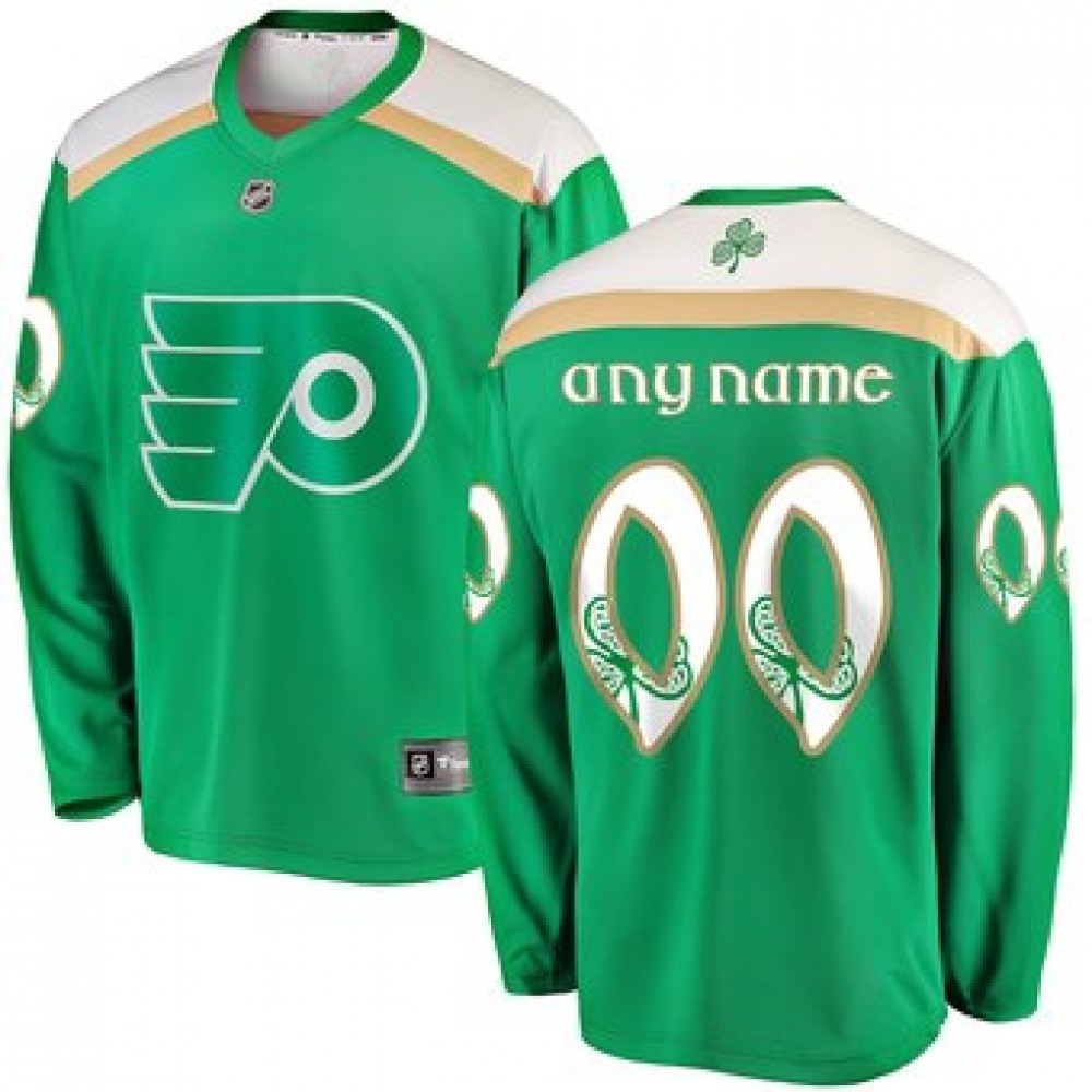 Men's Philadelphia Flyers Green 2019 St. Patrick's Day Custom Stitched NHL Jersey