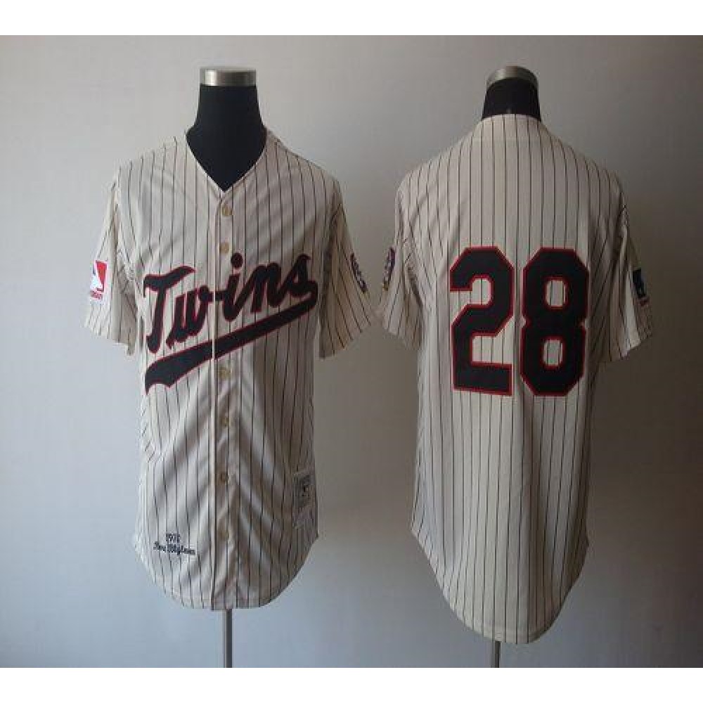 Mitchell And Ness 1970 Twins #28 Bert Blyleven Cream Stitched Throwback MLB Jersey