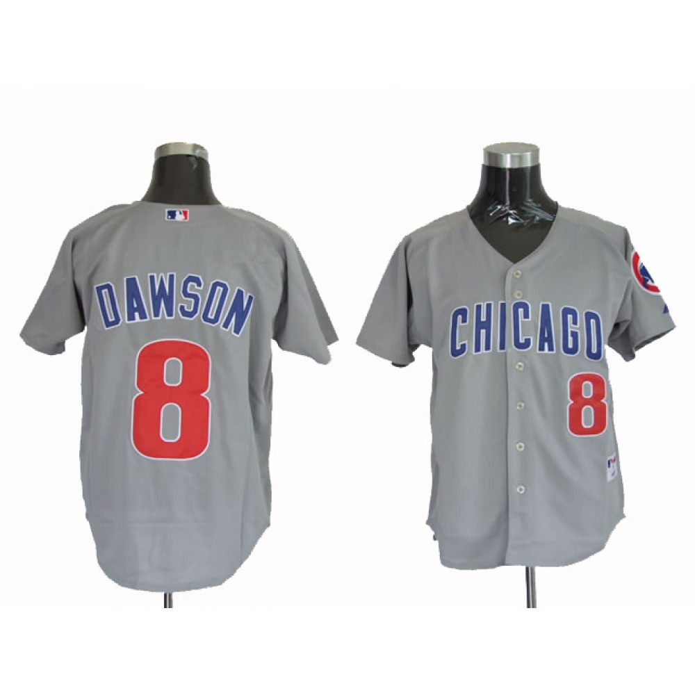 Mitchell and Ness Cubs #8 Andre Dawson Stitched Grey Throwback MLB Jersey