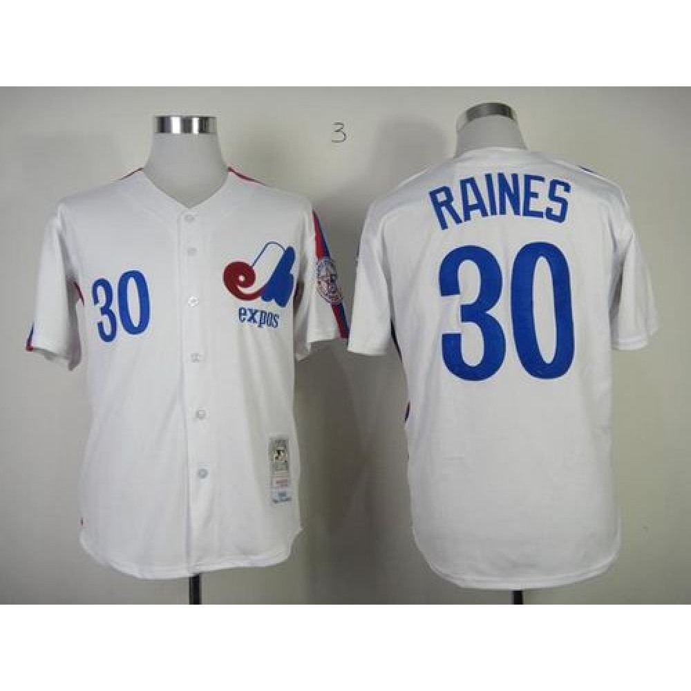 Mitchell And Ness Expos #30 Tim Raines White Throwback Stitched MLB Jersey