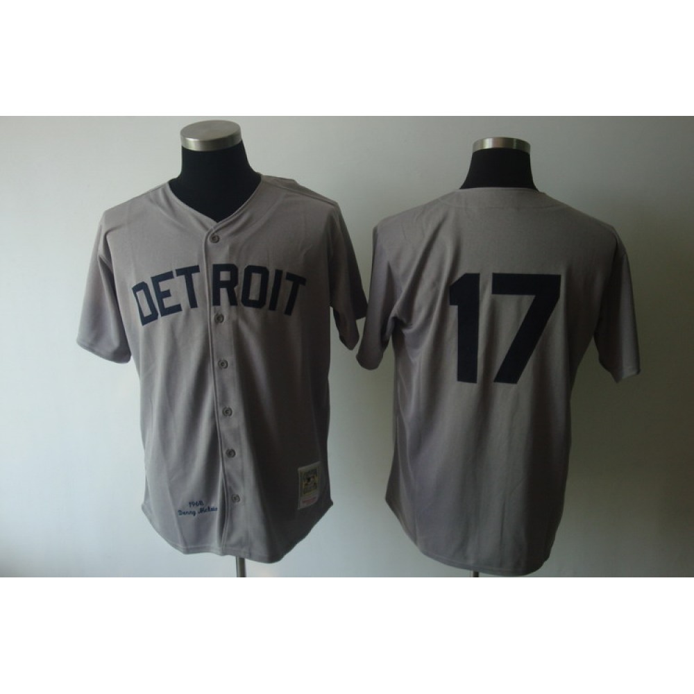 Mitchell And Ness 1968 Tigers #17 Denny McLain Grey Stitched MLB Jersey