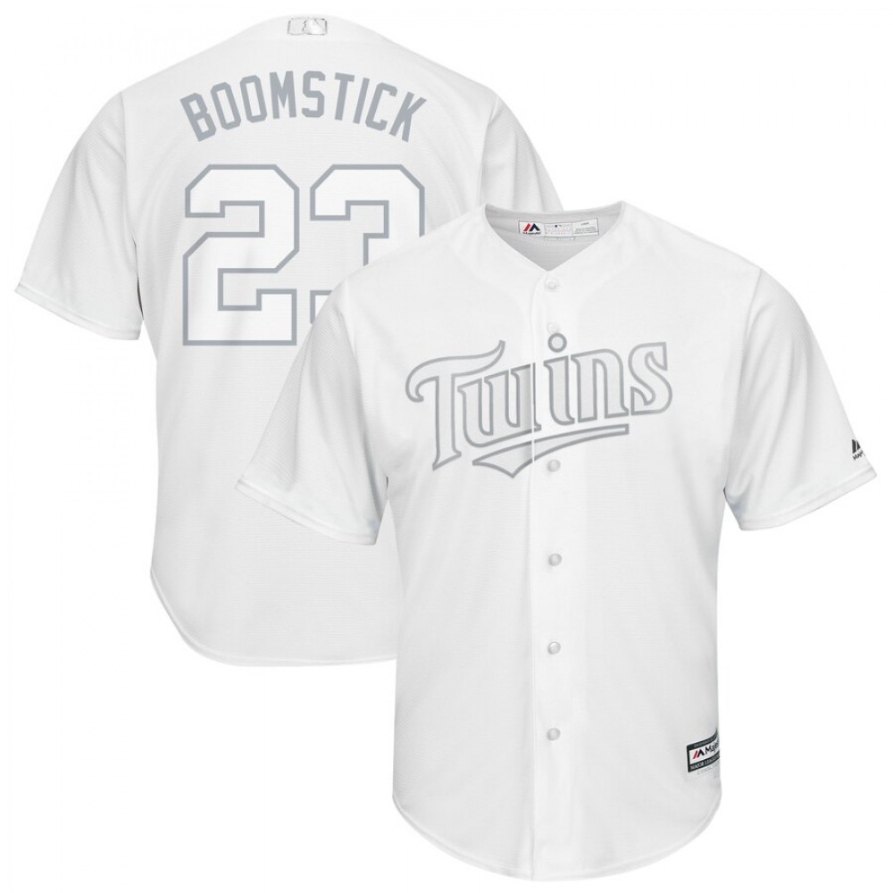Men's Minnesota Twins #23 Nelson Cruz "Boomstick" Majestic White 2019 Players' Weekend Replica Player Stitched MLB Jersey