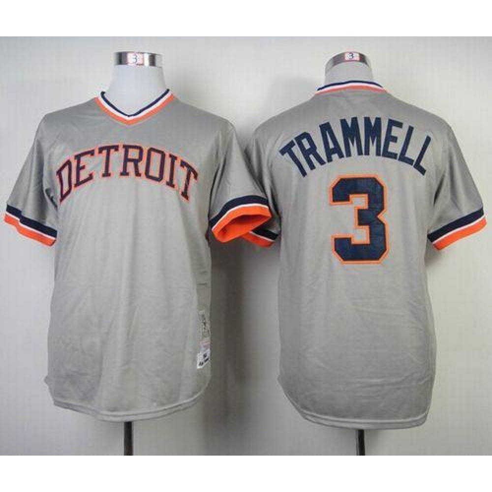 Mitchell and Ness 1984 Tigers #3 Alan Trammell Grey Throwback Stitched MLB Jersey