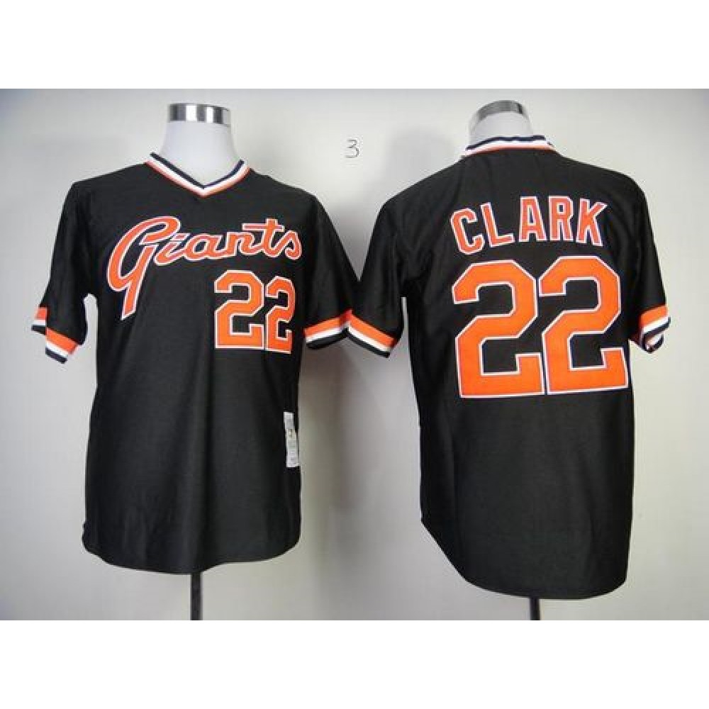 Mitchell And Ness Giants #22 Will Clark Black Stitched MLB Throwback Jersey