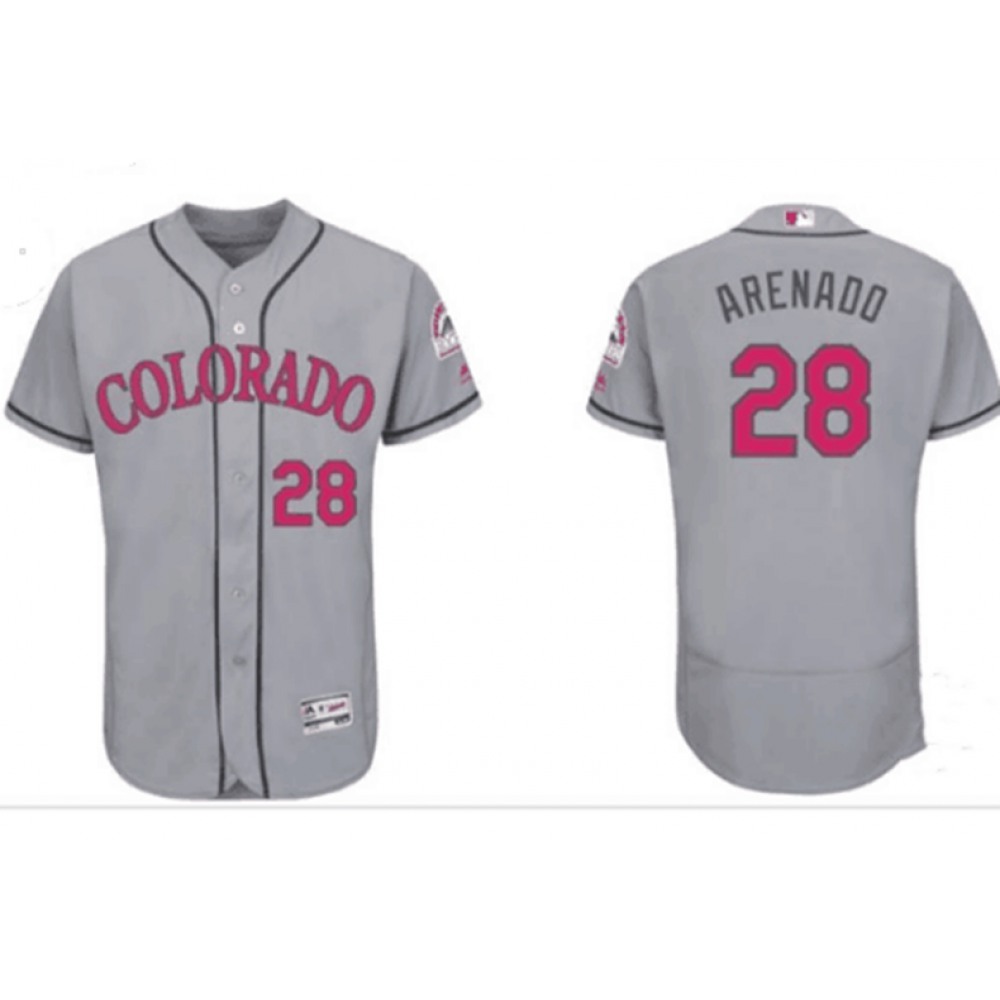 Men's Colorado Rockies #28 Nolan Arenado "Nado" Majestic BlMen's Colorado Rockies #28 Nolan Arenado Gray Flexbase Stitched MLB Jersey