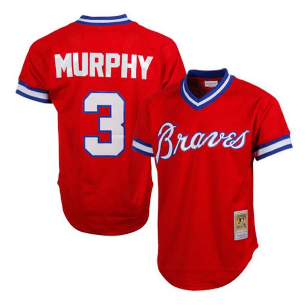 Men's Atlanta Braves #3 Dale Murphy Red Mitchell & Ness Stitched Jersey