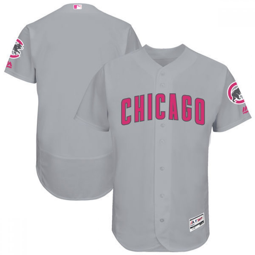 Men's Chicago Cubs Majestic Gray Mother's Day Cool Base Team Stitched MLB Jersey