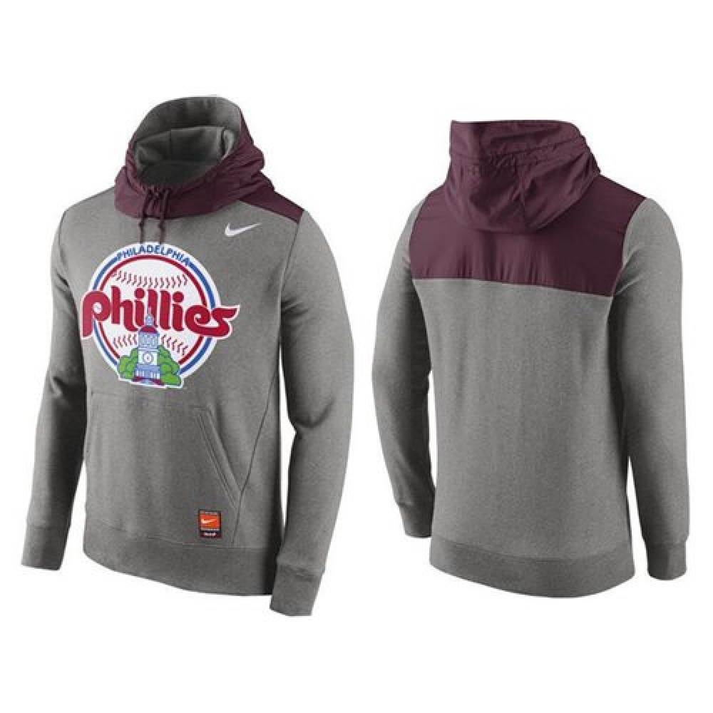 Men's Philadelphia Phillies Nike Gray Cooperstown Collection Hybrid Pullover Hoodie