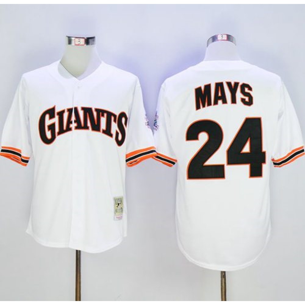 Mitchell And Ness 1989 Giants #24 Willie Mays White Throwback Stitched MLB Jersey