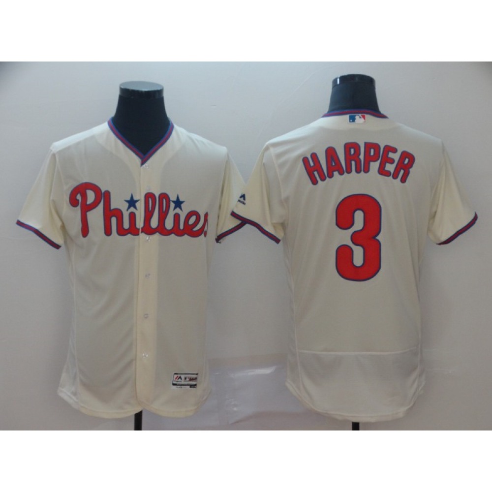 Men's Philadelphia Phillies #3 Bryce Harper Majestic White Flex Base Stitched MLB Jersey
