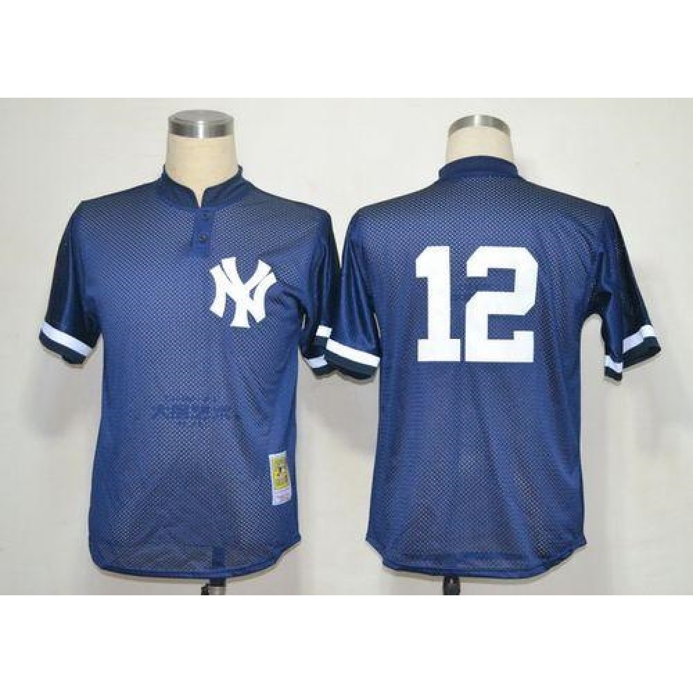 Mitchell And Ness 1995 Yankees #12 Wade Boggs Blue Throwback Stitched MLB Jersey