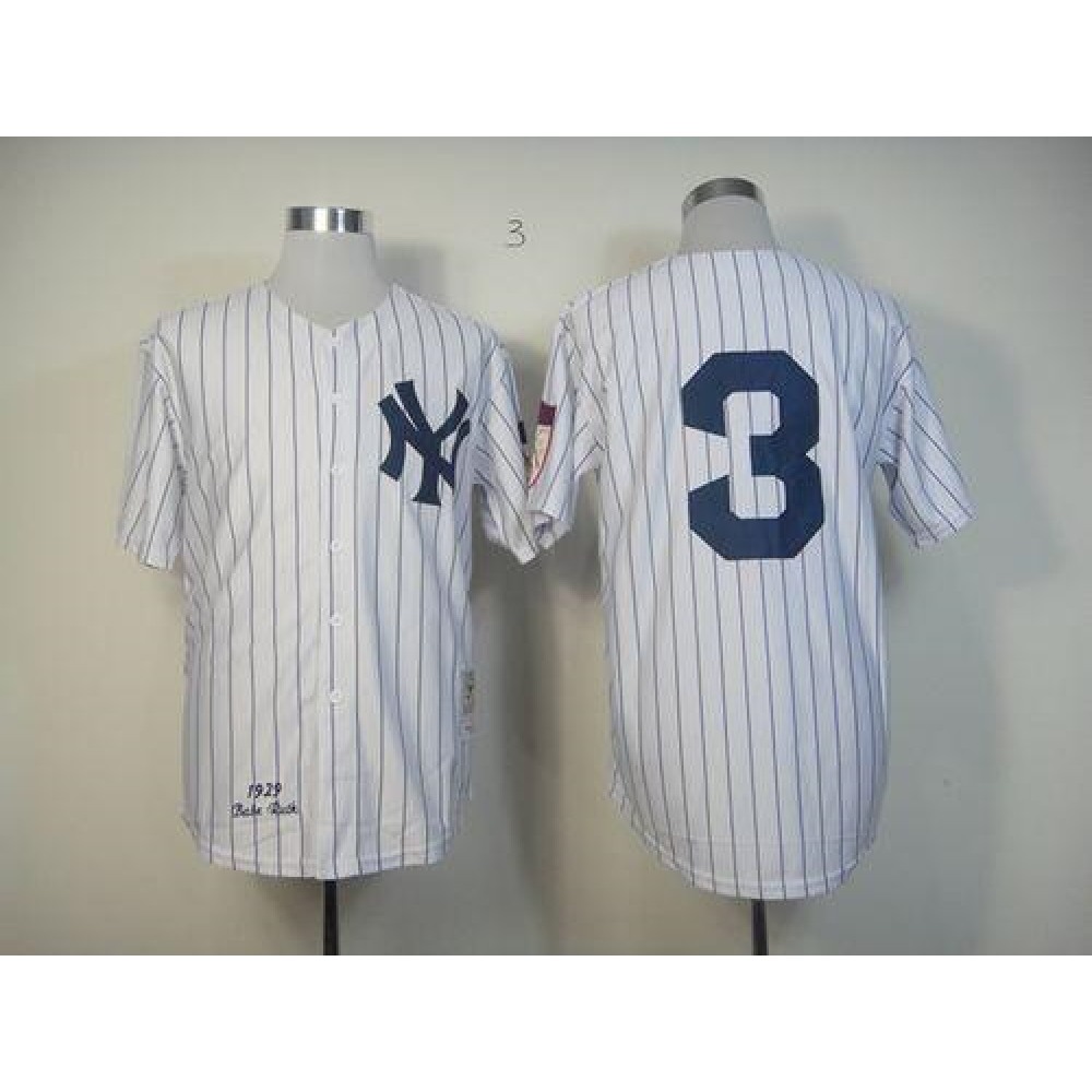 Mitchell And Ness 1929 Yankees #3 Babe Ruth White Throwback Stitched MLB Jersey
