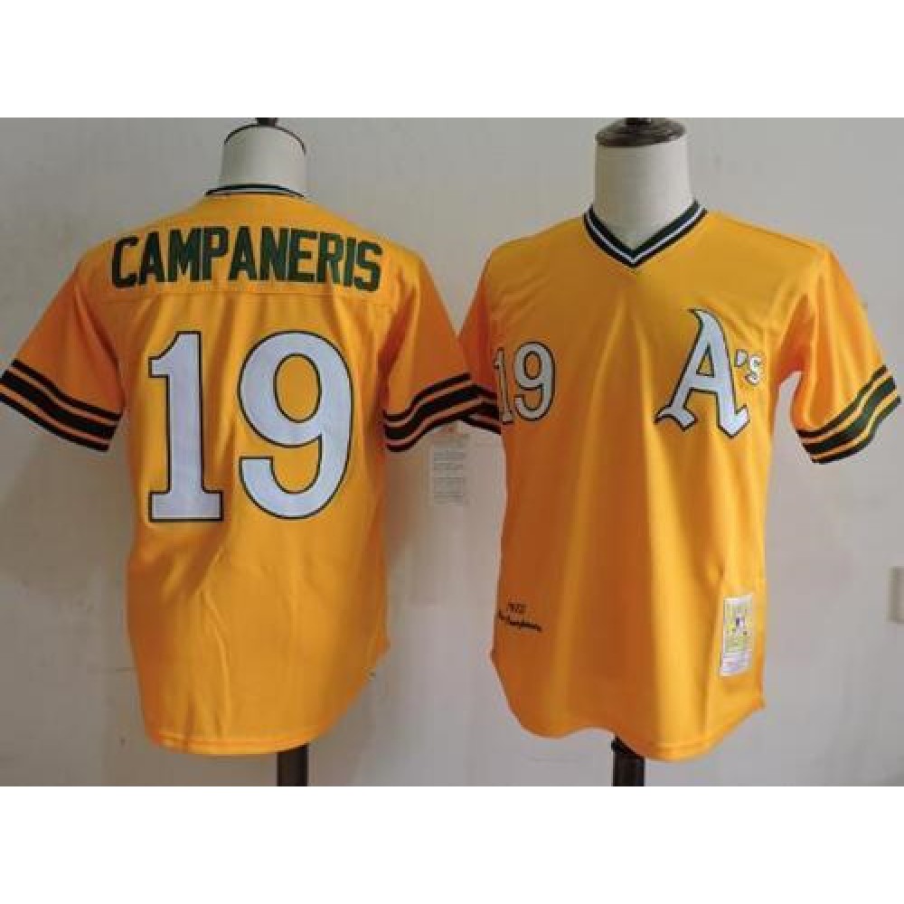 Mitchell And Ness Athletics #19 Bert Campaneris Yellow Throwback Stitched MLB Jersey