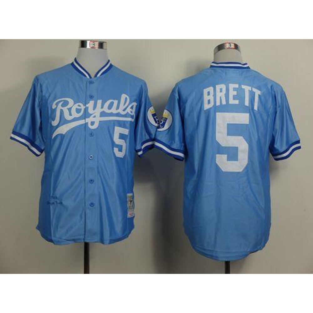 Mitchell and Ness Royals #5 George Brett Light Blue Throwback Stitched MLB Jersey