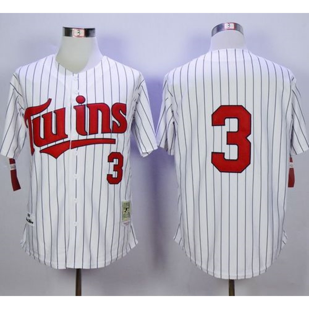 Mitchell And Ness 1991 Twins #3 Harmon Killebrew White(Blue Strip) Throwback Stitched MLB Jersey