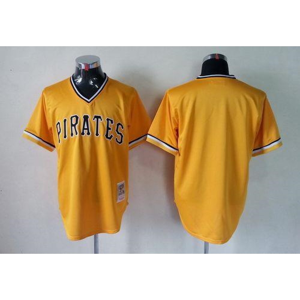 Mitchell And Ness Pirates Blank Yellow Throwback Stitched MLB Jersey