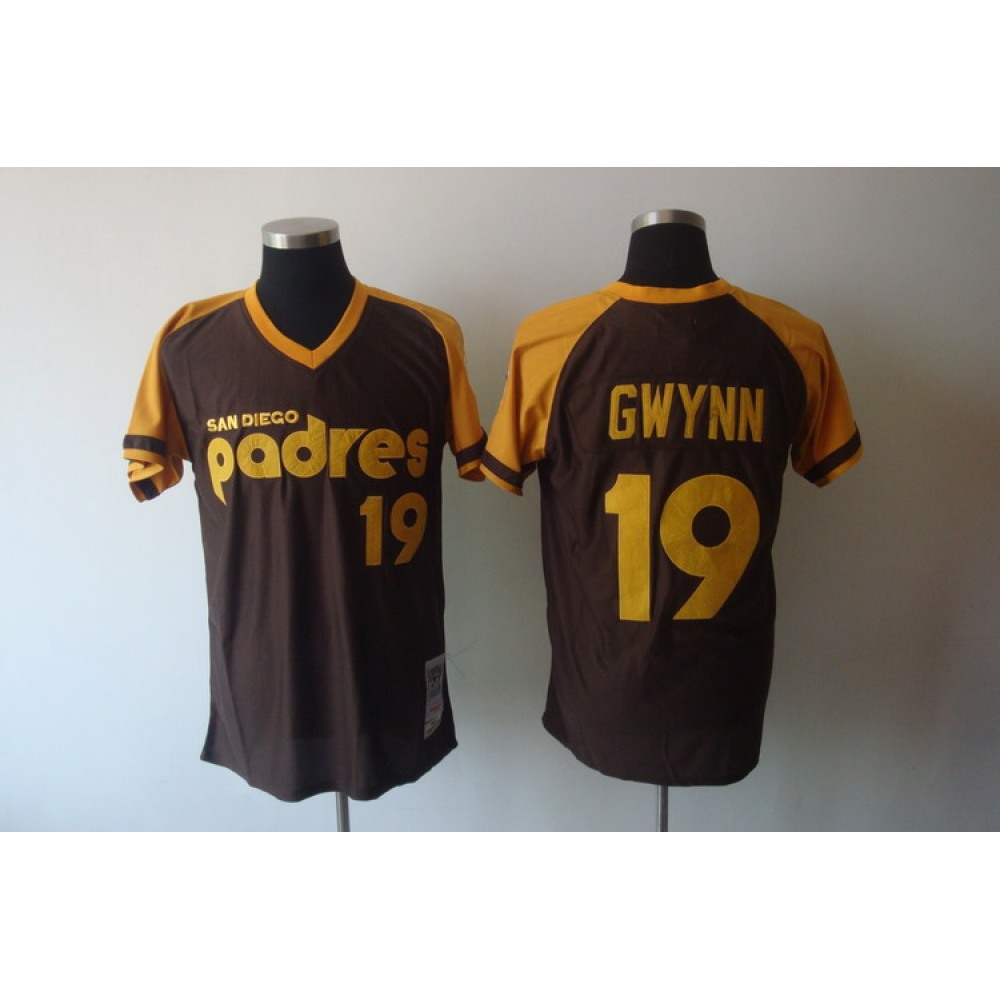 Mitchell and Ness Padres #19 Tony Gwynn Coffee Stitched Throwback MLB Jersey