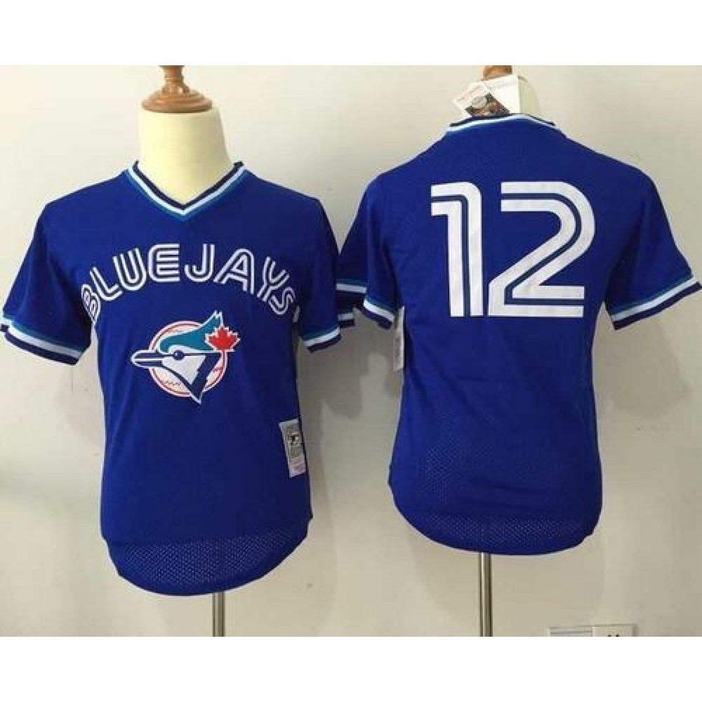 Mitchell And Ness Blue Jays #12 Roberto Alomar Blue Throwback Stitched MLB Jersey