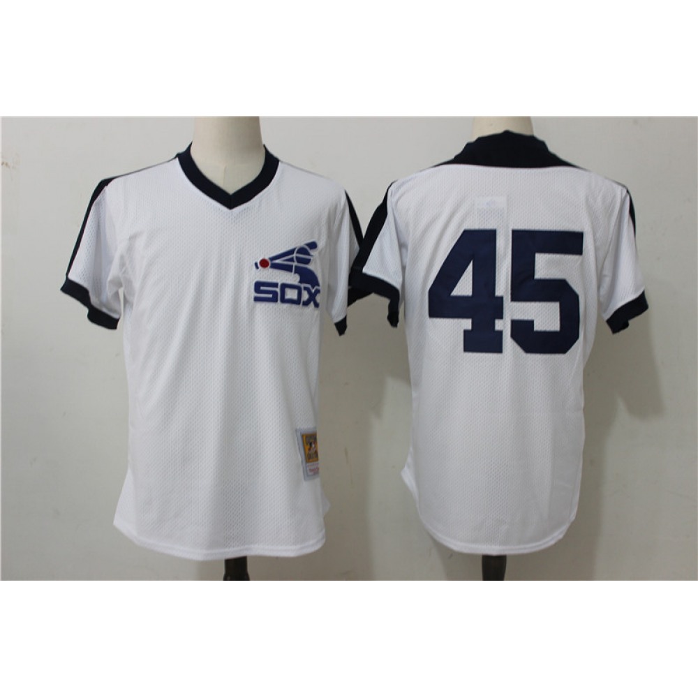 Men's Chicago White Sox #45 Michael Jordan Mitchell & Ness White Cooperstown Mesh Batting Practice Stitched MLB Jersey