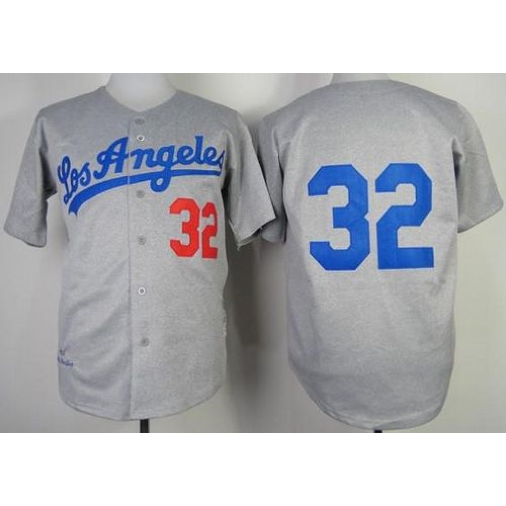Mitchell And Ness 1963 Dodgers #32 Sandy Koufax Grey Throwback Stitched MLB Jersey