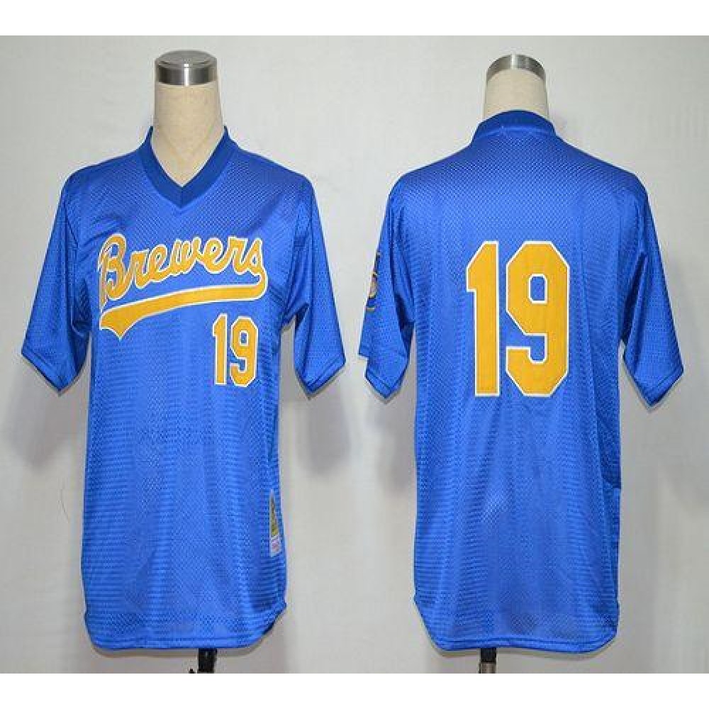 Mitchell And Ness 1991 Brewers #19 Robin Yount Blue Stitched MLB Jersey