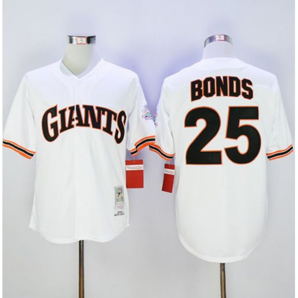 Mitchell And Ness 1989 Giants #25 Barry Bonds White Throwback Stitched MLB Jersey