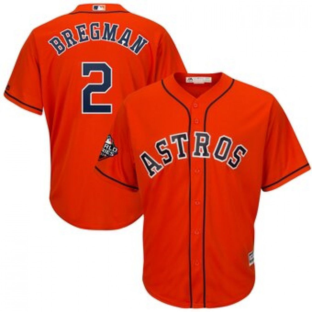 Men's Houston Astros #2 Alex Bregman Majestic Orange 2019 World Series Bound Cool Base Stitched MLB Jersey