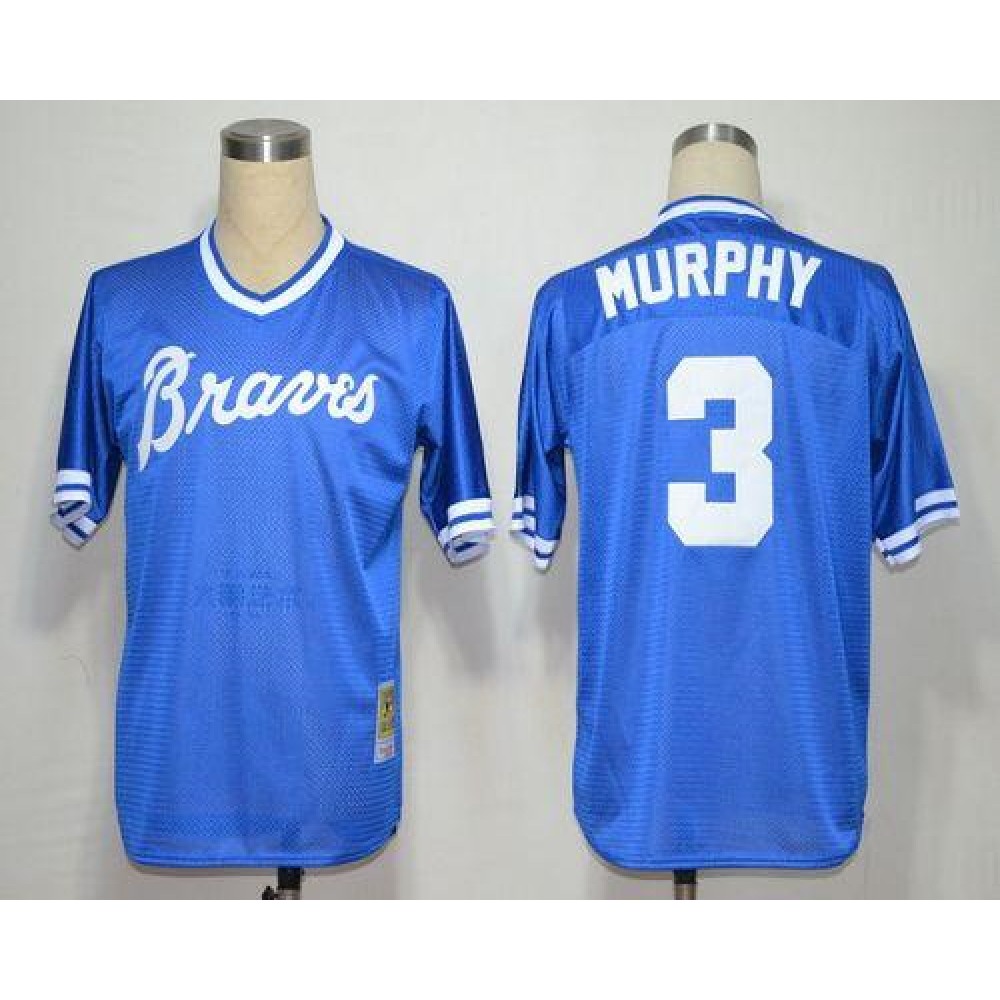 Mitchell and Ness Braves #3 Dale Murphy Blue Throwback Stitched MLB Jersey