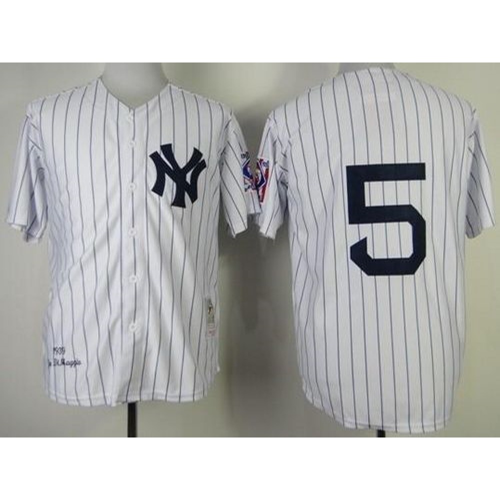 Mitchell And Ness 1939 Yankees #5 Joe DiMaggio White Throwback Stitched MLB Jersey