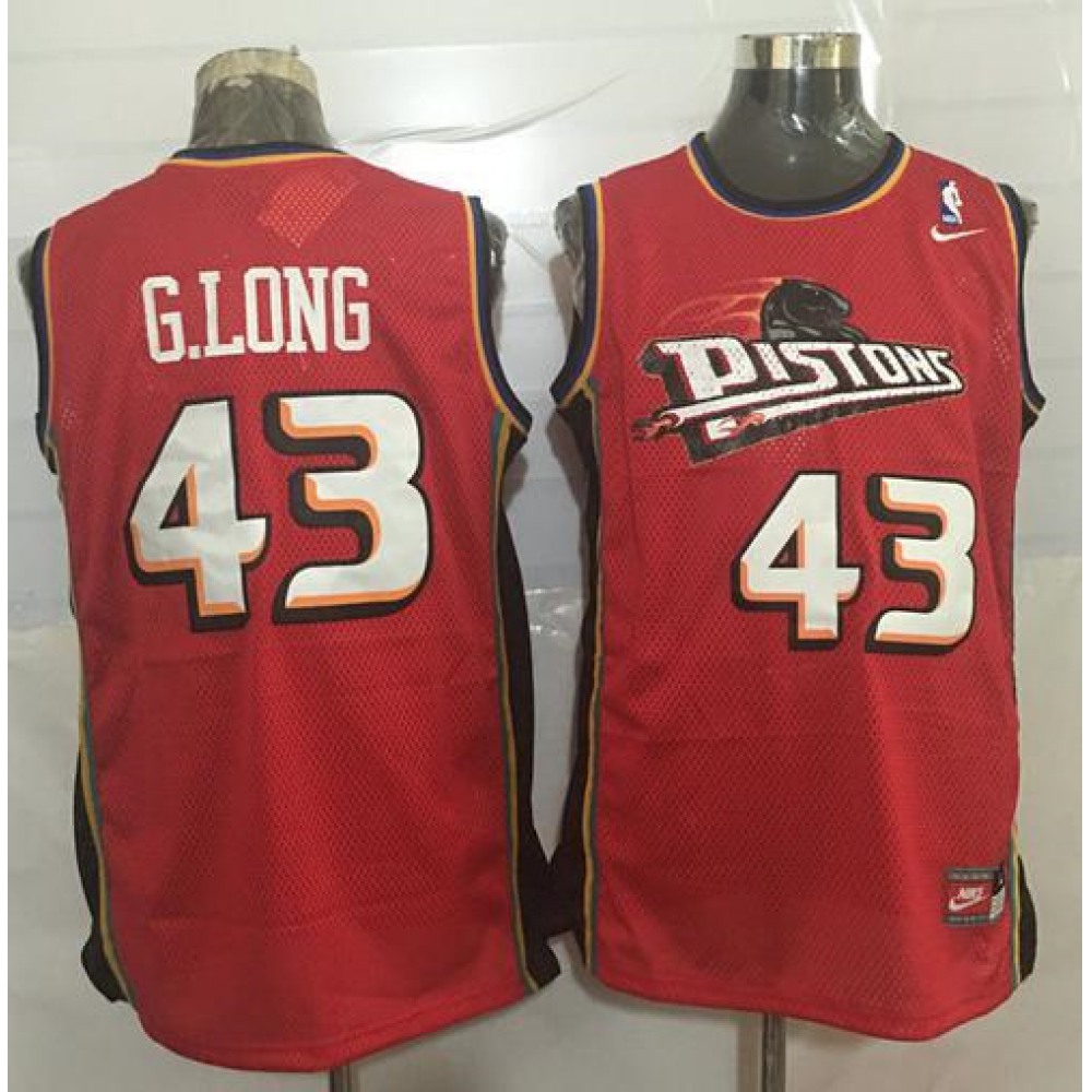 Pistons #43 Grant Long Red Nike Throwback Stitched NBA Jersey