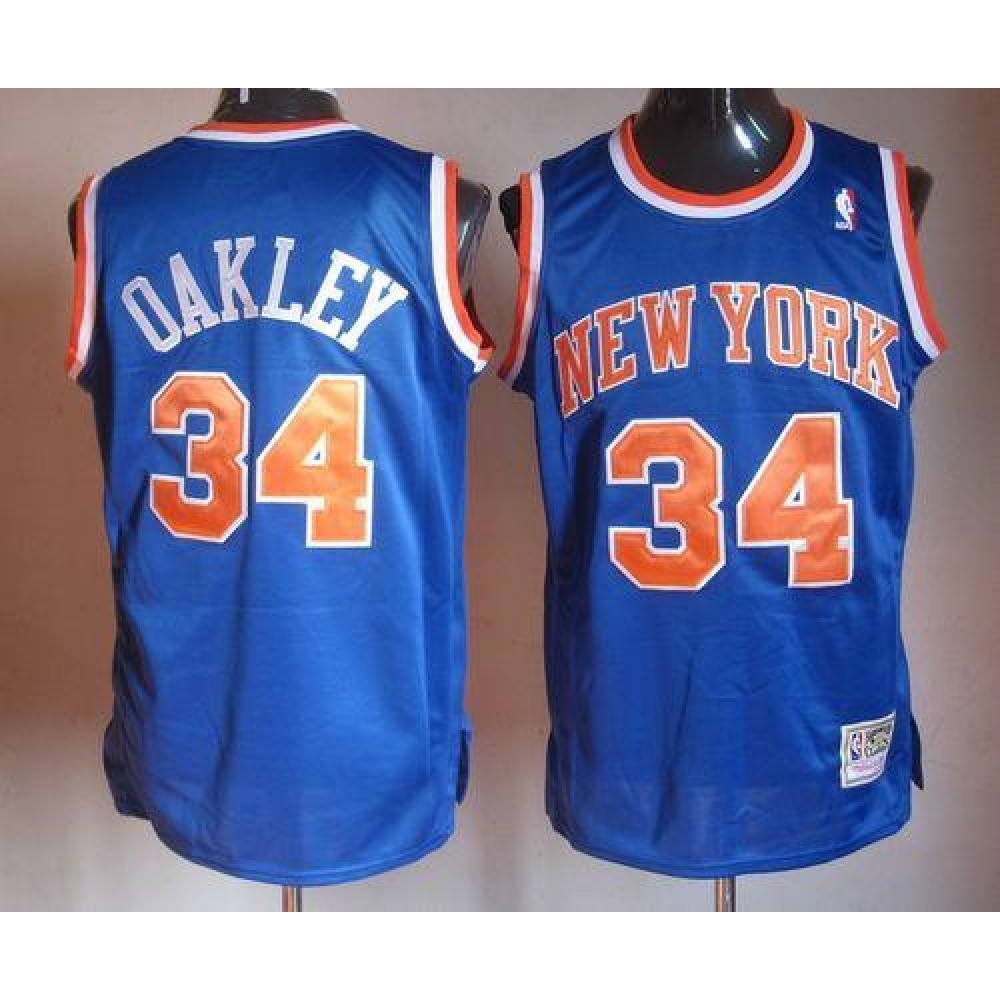 Mitchell And Ness Knicks #34 Charles Oakley Blue Throwback Stitched NBA Jersey
