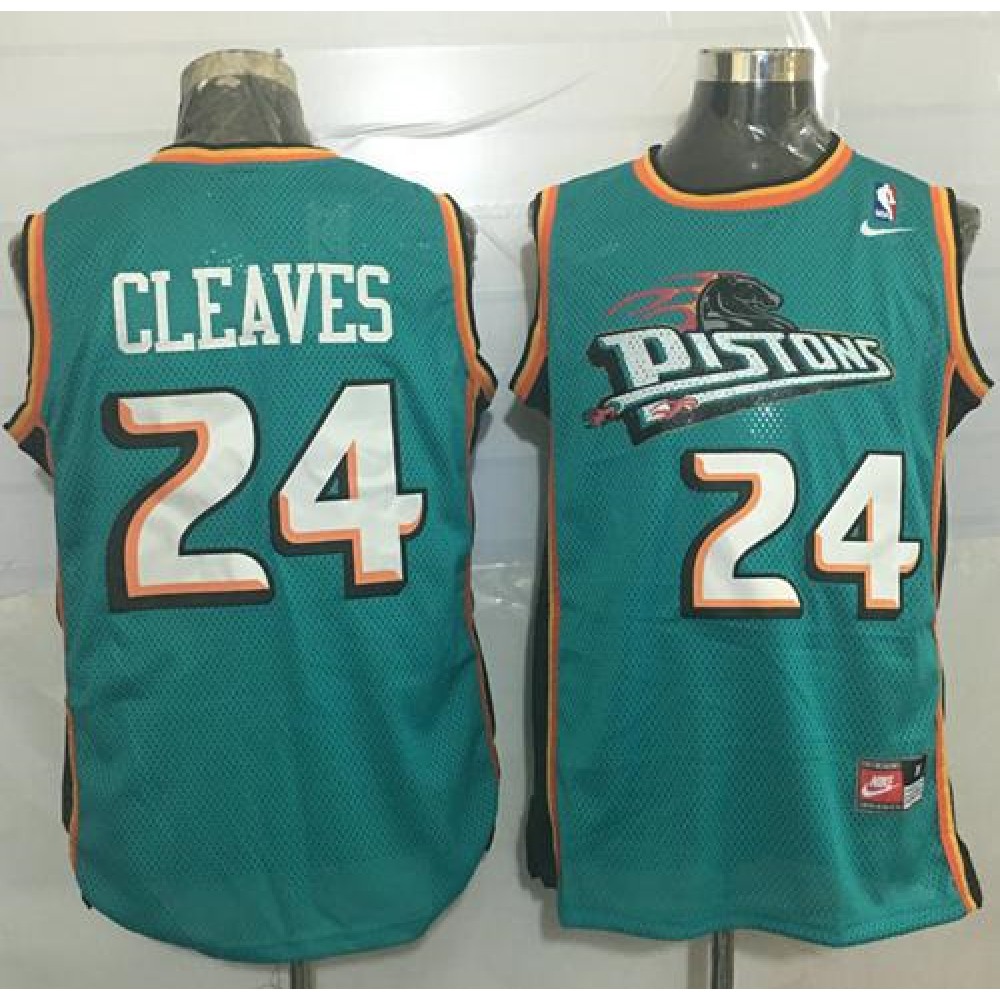 Pistons #24 Mateen Cleaves Green Nike Throwback Stitched NBA Jersey