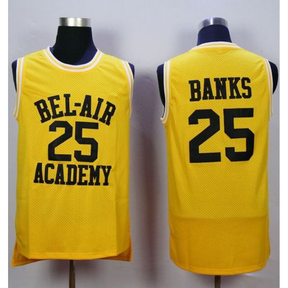 Bel-Air Academy #25 Banks Gold Stitched Basketball Jersey