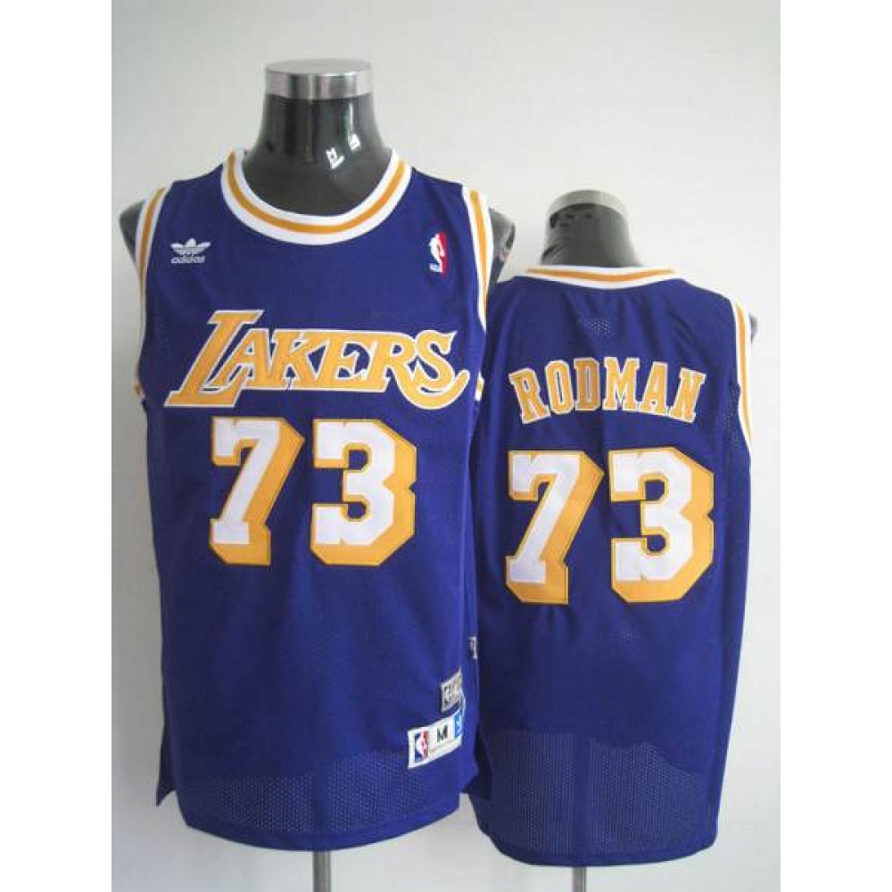 Mitchell and Ness Lakers #73 Dennis Rodman Stitched Blue Throwback NBA Jersey