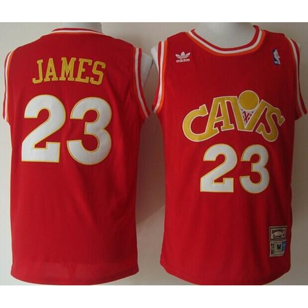 Mitchell and Ness Cavaliers #23 LeBron James Stitched Red CAVS NBA Jersey