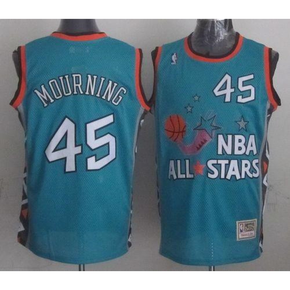 Mitchell And Ness Heat #45 Alonzo Mourning Light Blue 1996 All star Stitched NBA Jersey