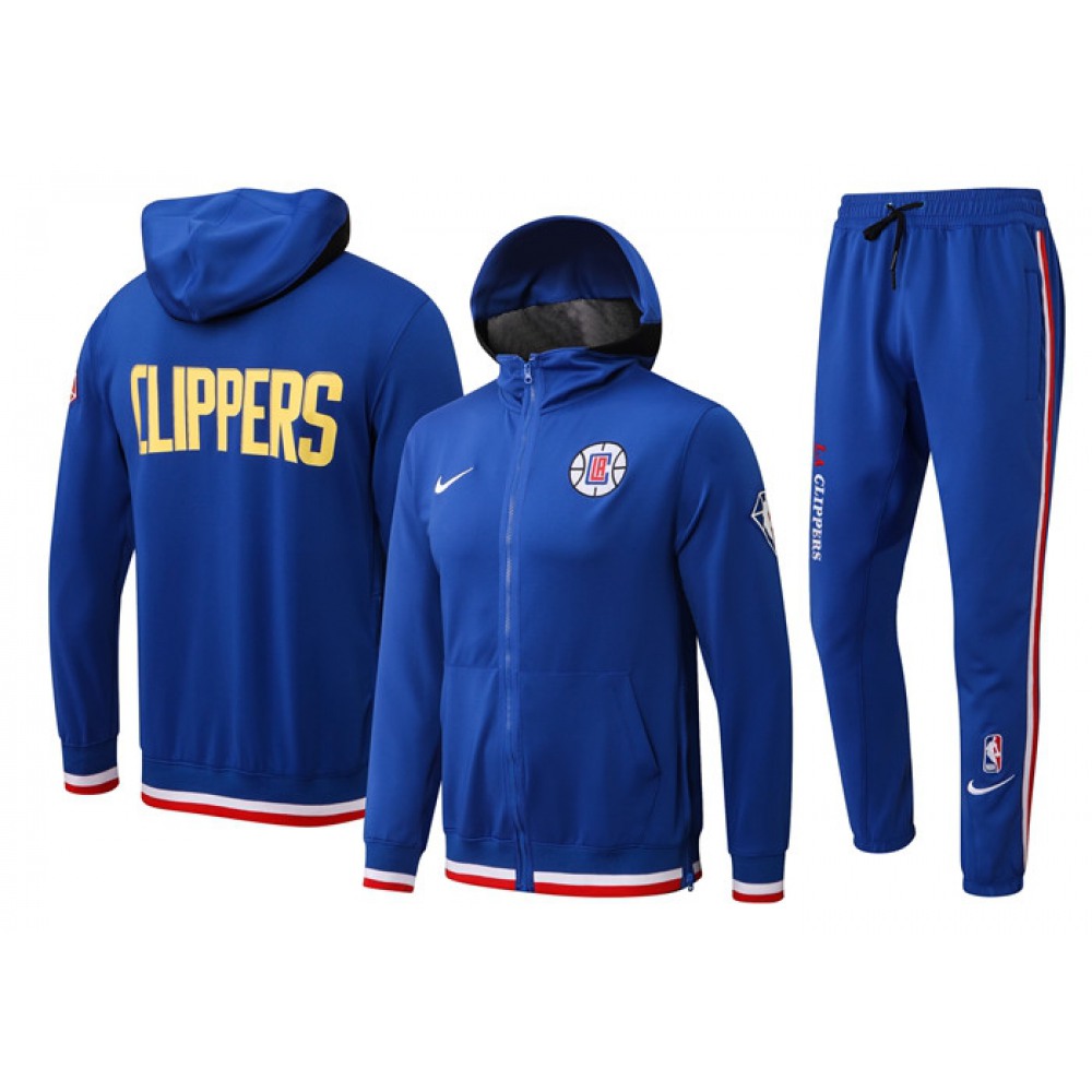 Men's Los Angeles Clippers 75th Anniversary Royal Performance Showtime Full-Zip Hoodie Jacket And Pants Suit