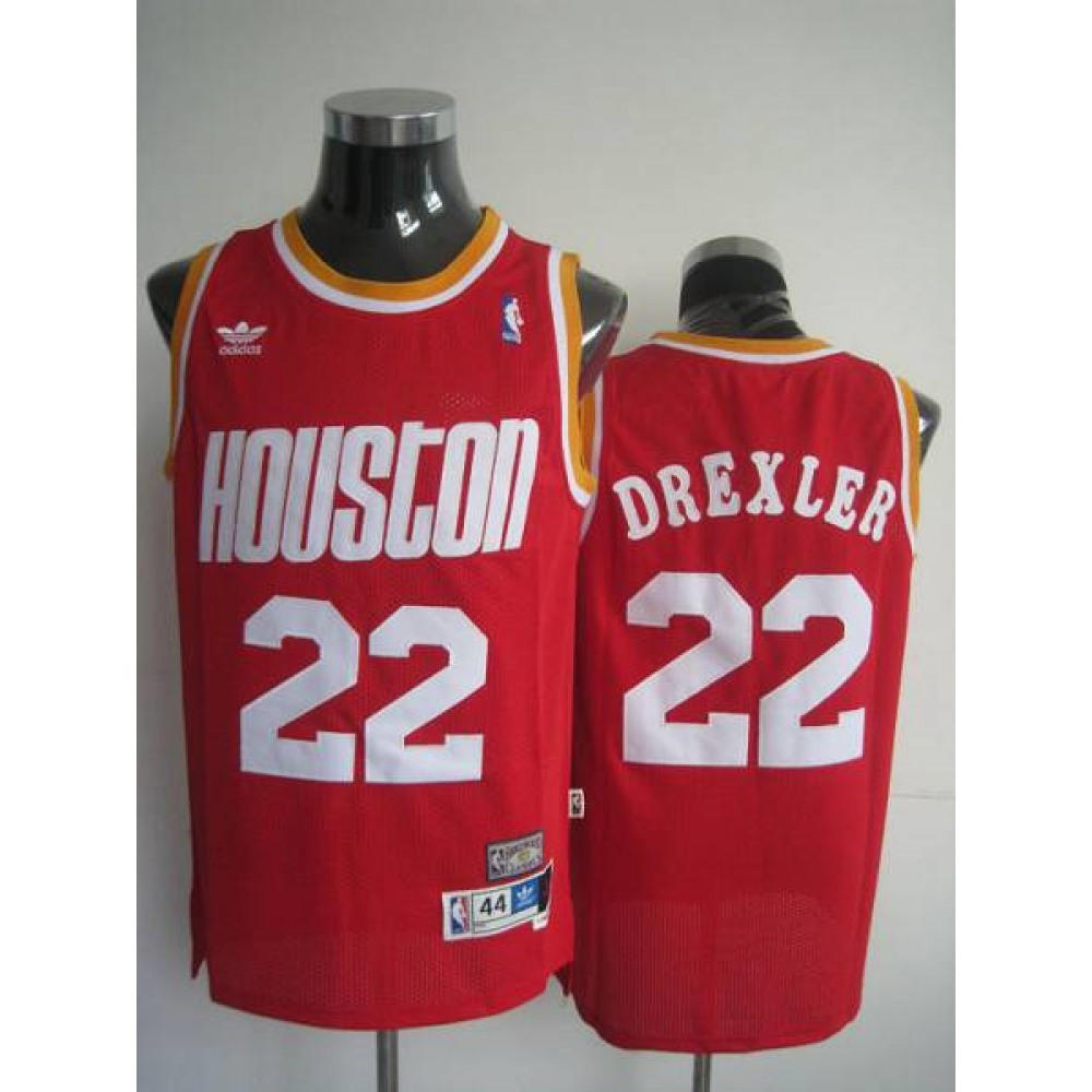 Mitchell and Ness Rockets #22 Clyde Drexler Stitched Red Throwback NBA Jersey