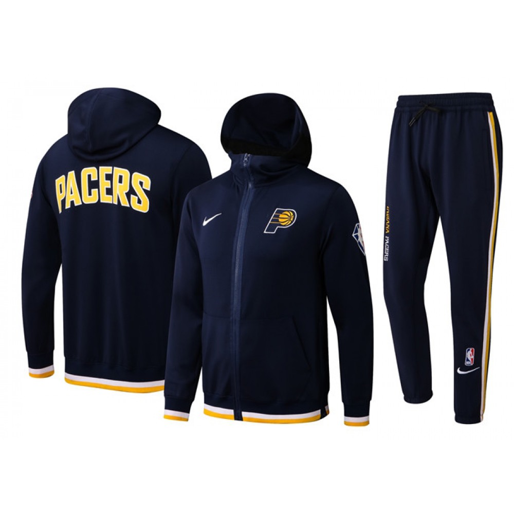 Men's Indiana Pacers 75th Anniversary Navy Performance Showtime Full-Zip Hoodie Jacket And Pants Suit