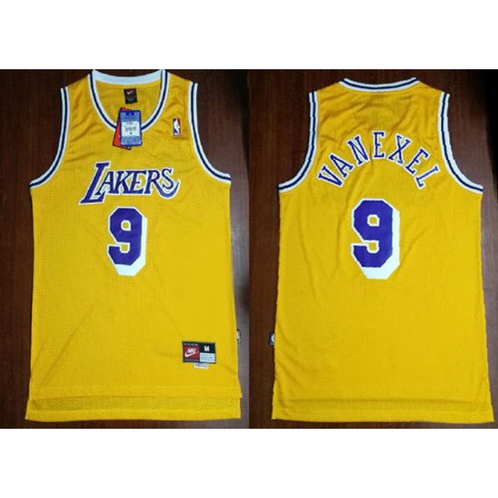 Mitchell And Ness Lakers #9 Nick Van Exel Yellow Throwback Stitched NBA Jersey