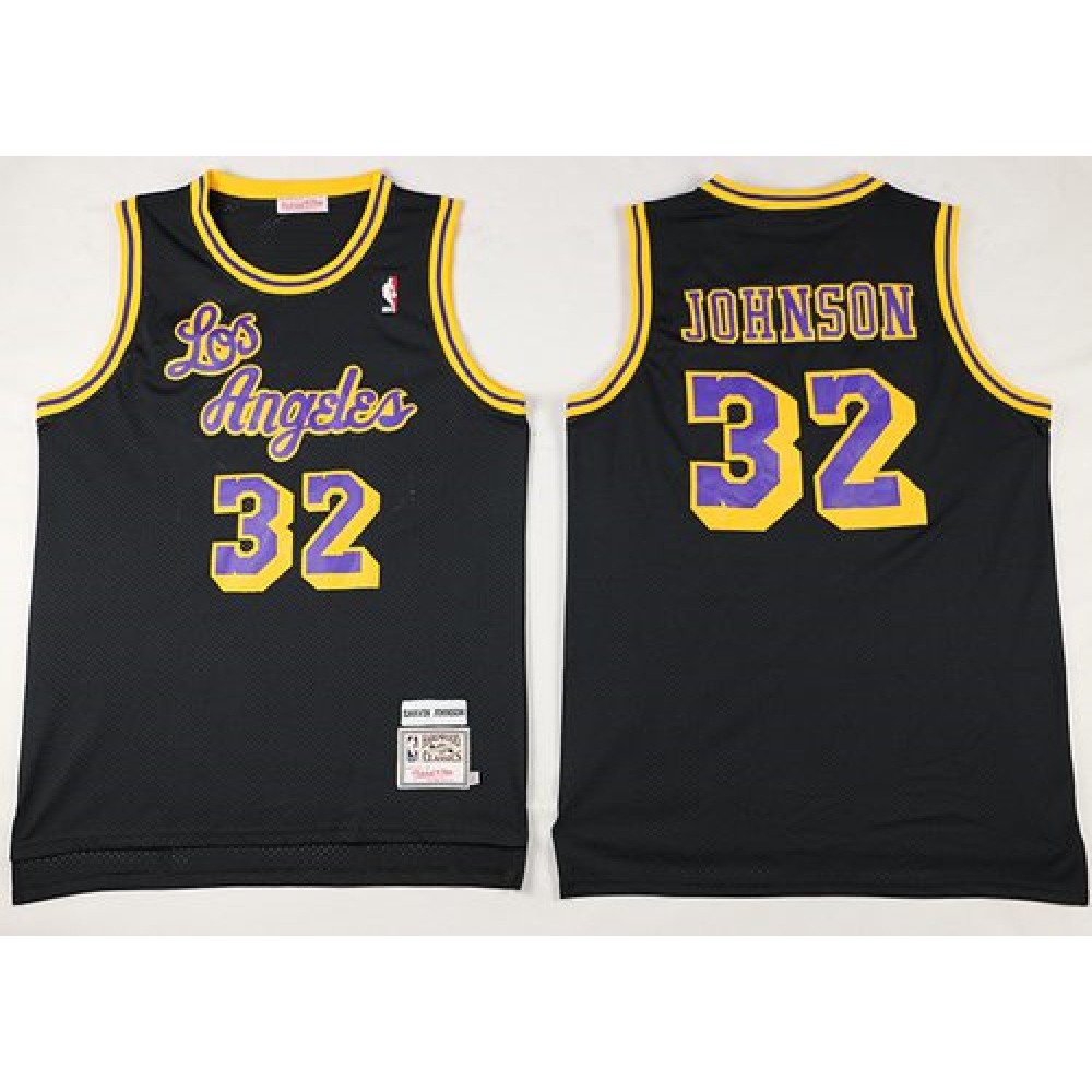Mitchell And Ness Lakers #32 Magic Johnson Black Throwback Stitched NBA Jersey