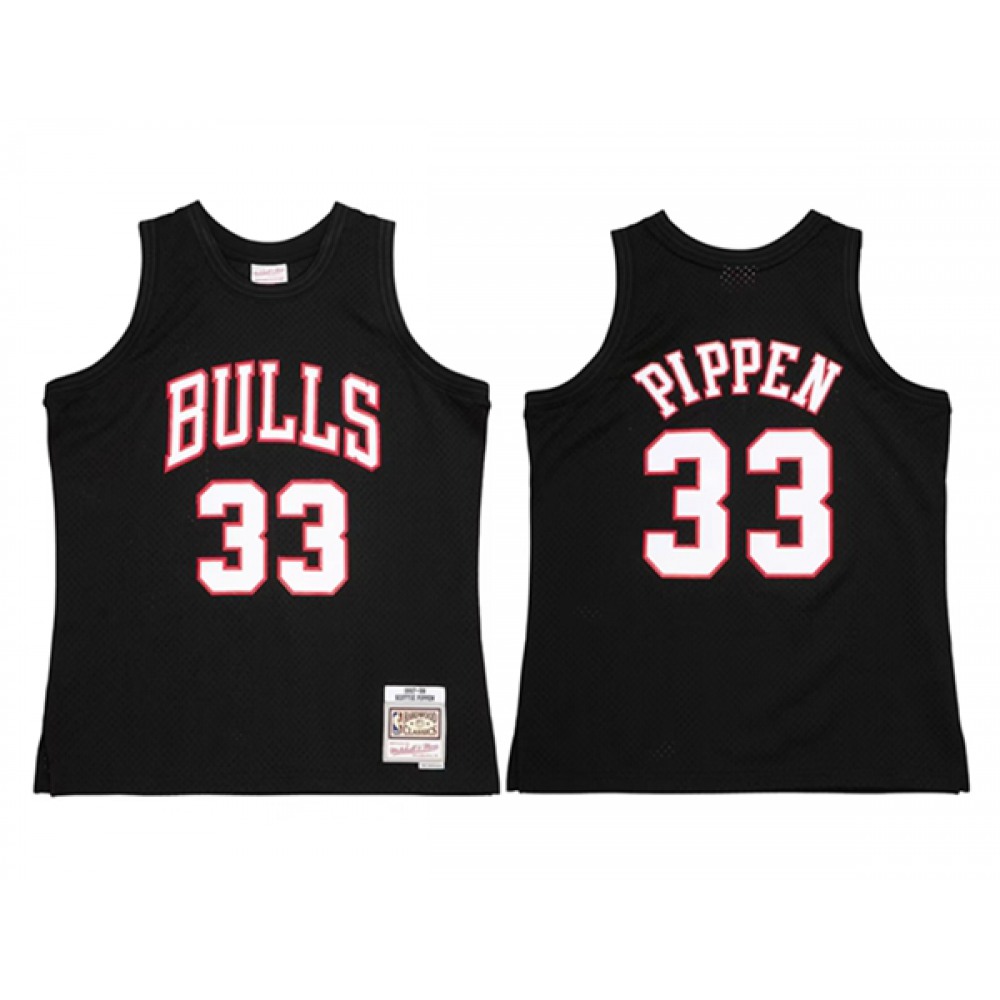 Men's Chicago Bulls #33 Scottie Pippen Black 97-98 Mitchell & Ness Swingman Stitched Jersey