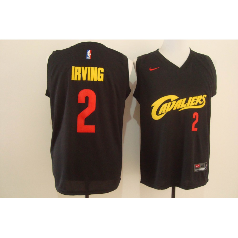 Men's Nike Cleveland Cavaliers #2 Kyrie Irving Black and Red Stitched NBA Jersey