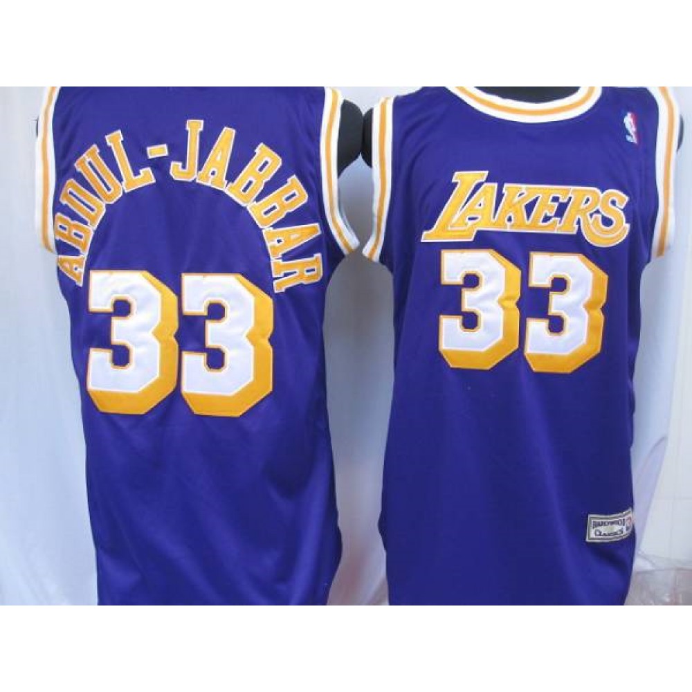 Mitchell&Ness Lakers #33 Abdul-Jabbar Purple Throwback Stitched NBA Jersey